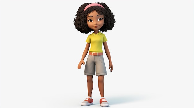 Foto vecchia bambina nera stile pixar corpo pieno