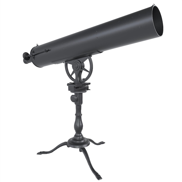 Photo old black telescope 3d rendering