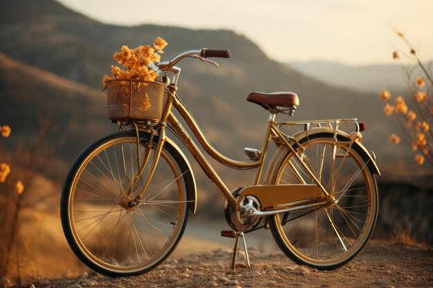 Foto vecchia bicicletta retro blu nel villaggio foto di alta qualità