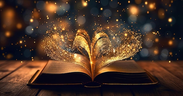 an old book has rays coming out of it in the style of bokeh panorama