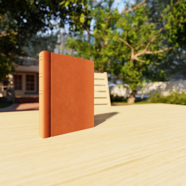 Old book mockup cover blank in outdoor stand paper