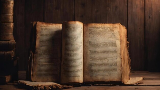 Старая открытая книга на темном деревянном фоне