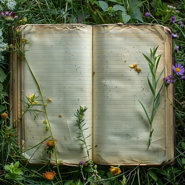 Photo an old book with a page that says quot wildflowers quot