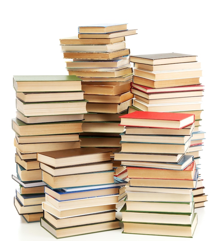 Photo old books isolated on white