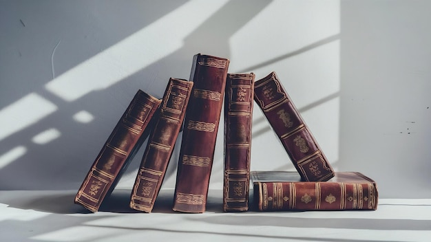 Old books with white background