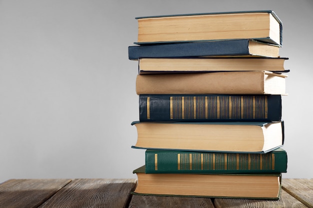 Old books on wooden table