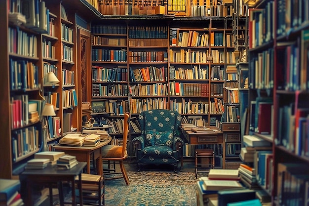 Old bookshelf in the library