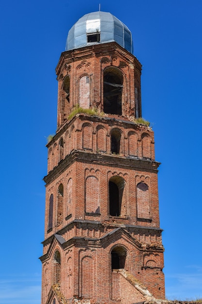 Old brick abandoned orthodox Church an abandoned church in the village