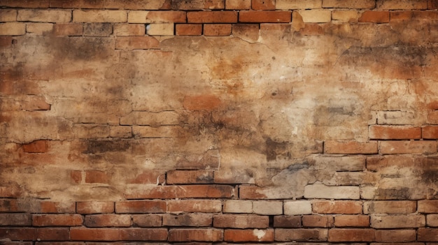 Old brick wall background beige colors grunge texture or pattern for design Generative ai