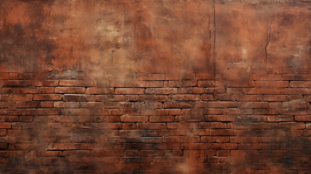 古いレンガの壁の背景焼けたシエナ グランジ テクスチャまたはデザインのパターン生成 ai