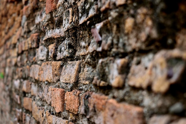 Old brick wall from the side view