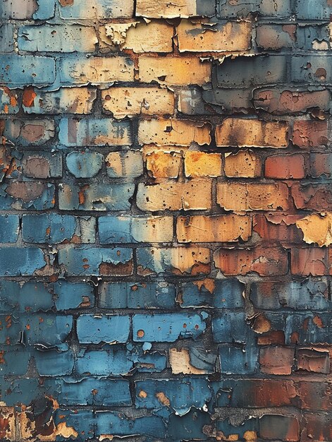 Old brick wall with peeling paint