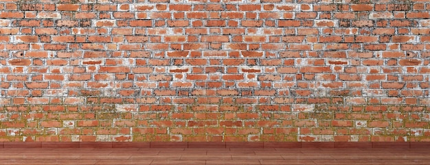 Old brick wall with wooden floor room