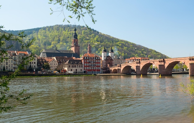 Old bridge into town of Heidelberg Germany