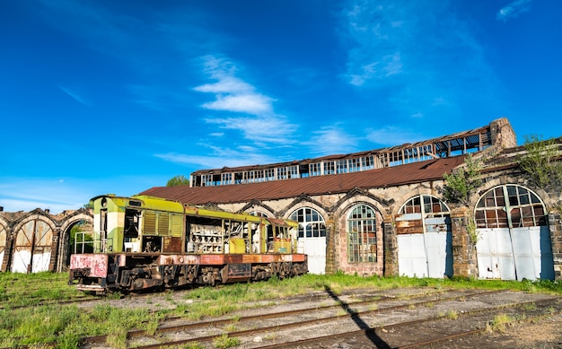 Old broken rusty diesel shunter locomotive at Gyumri Depot in Armenia