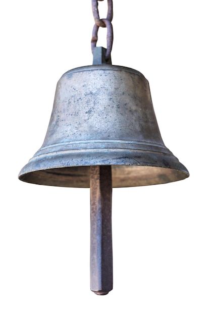 Old bronze bell on white background