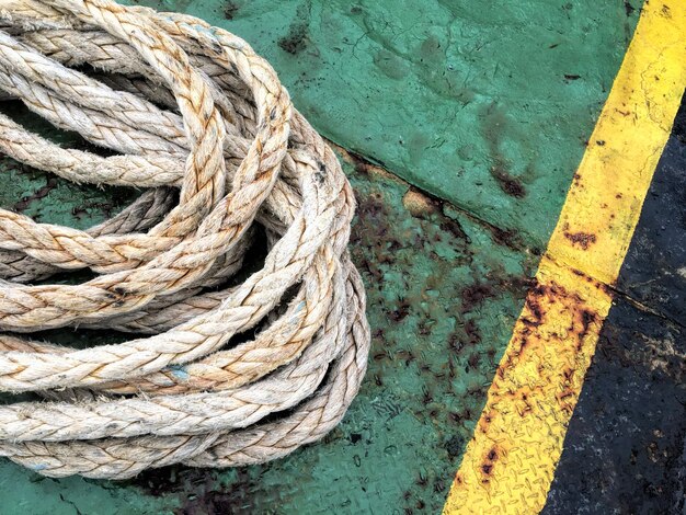 Old brown and gray frayed ship rope closeup classic\
texture