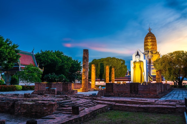 Old Buddha statue at Wat Phra Si Rattana Mahathat also colloquially referred to as Wat Yai is a Buddhist temple wat It is a major tourist is Public places attraction PhitsanulokThailand