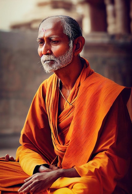 An old buddhist monk dressed as a monk meditating buddhist monk\
portrait of an ancient wise elder