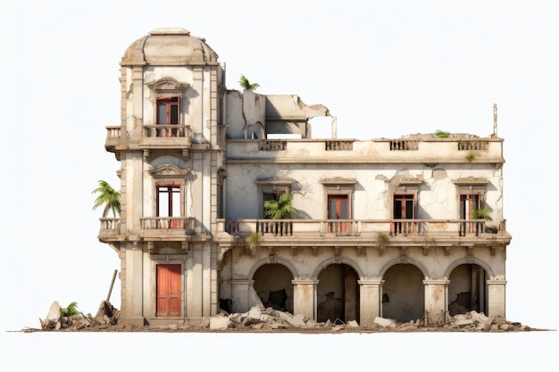 Old Building With Many Windows and Balconies On a White or Clear Surface PNG Transparent Background