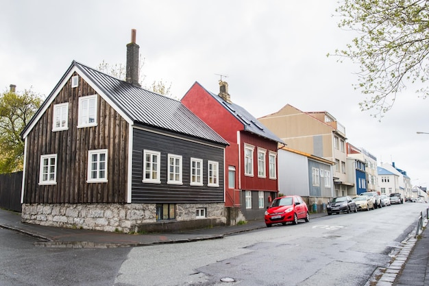 Old buildings in the city center of Reykjavik the Icelandic capital