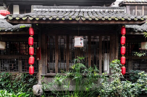 写真 kuan alley、zhai alley、成都、四川の古い建物