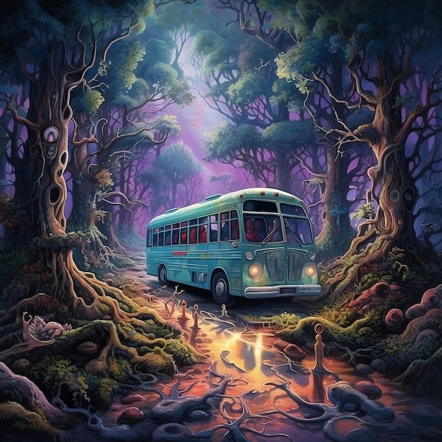 old bus in the forest