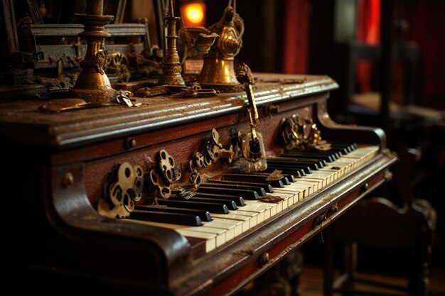 Old cafe piano keys