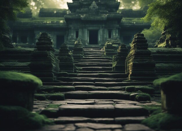 Foto un vecchio tempio dell'orrore cambogiano