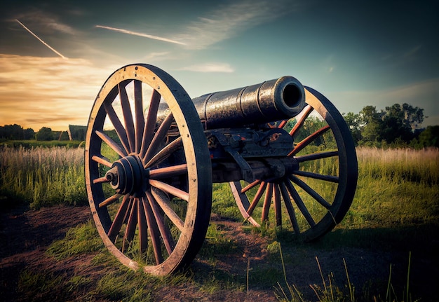 Photo an old cannon of the 19th century stands in a field