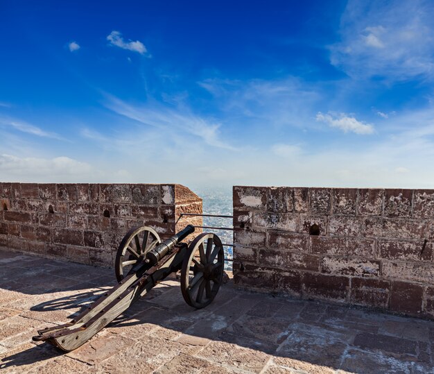 Old canon in Mehrangarh Fort, Jodhpur, Rajasthan, India