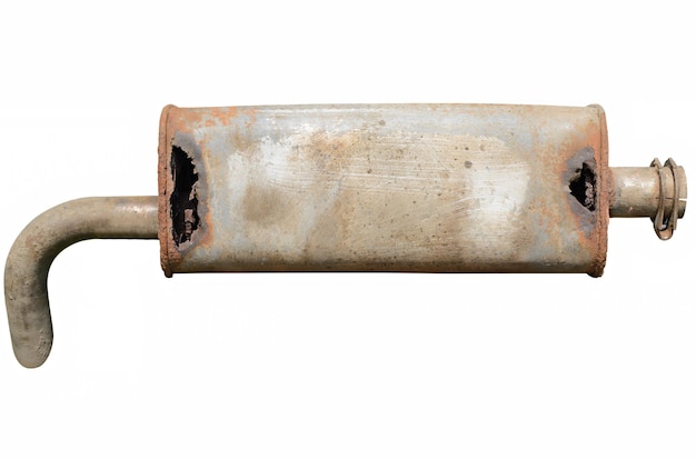 Old car muffler Front and corrosion damage