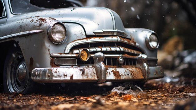 Old Car Parked in the Woods