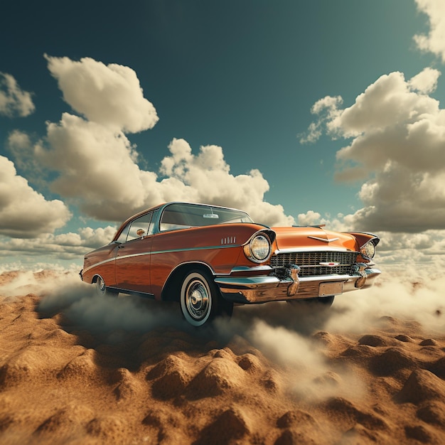 an old car sits in the sand in the sand.