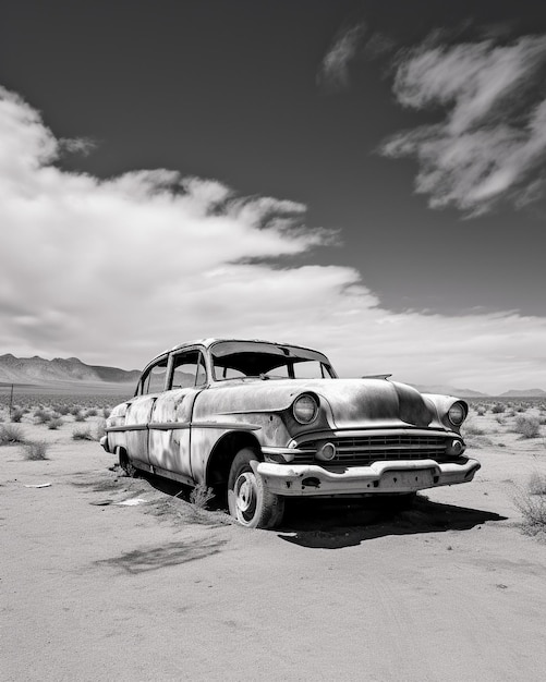 An old car with the license plate number 37