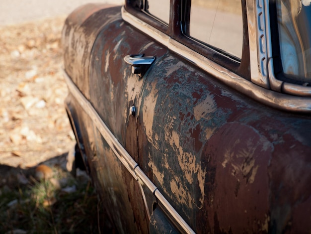 Old cars at the garage in Ramah, Colorado.