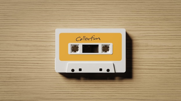 Old cassette tape with music recorded on it 3d rendering