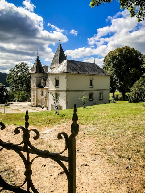 Old castle and field around the Lake of Vassiviere Limousin France