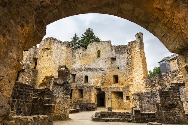 Old castle ruins, ancient stone building, Europe.