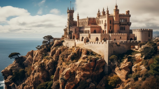 Foto un vecchio castello si trova in cima ad alcune rocce in spagna 16