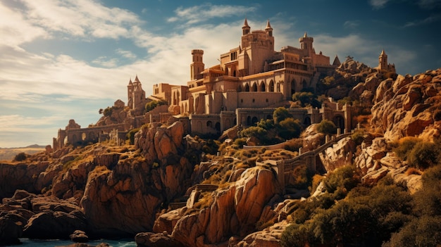 Foto un vecchio castello si trova in cima ad alcune rocce in spagna 25