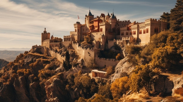 an old castle sits on top of some rocks in spain 32