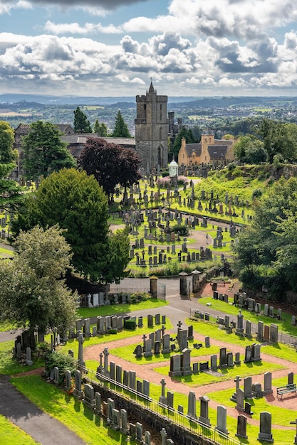 Old cemetery at the foot of Stirling Castle next to the city Scotland