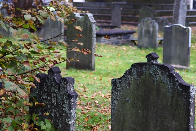 Old cemetery in Halifax Nova Scotia Canada in the autumn