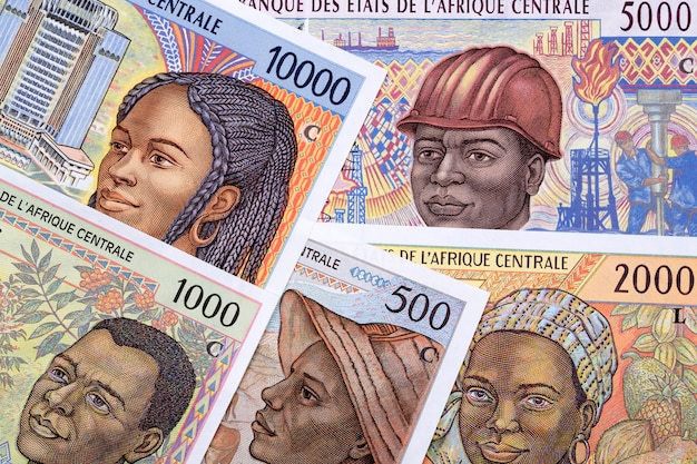 Photo old central african money a business background