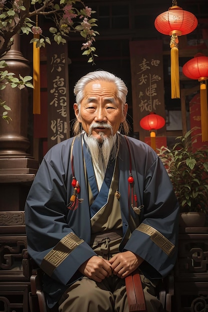 Old Chinese man filled with wisdom