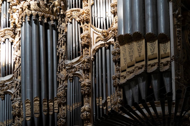 Old church organ pipe detail