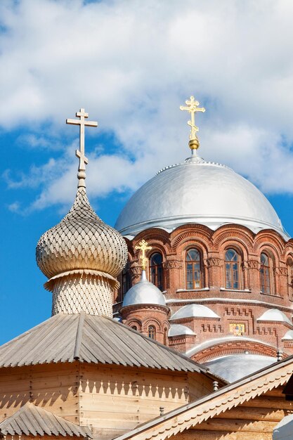 Old church religion christian building with domes