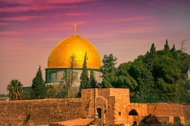 Photo old city jerusalem at sunset, israel