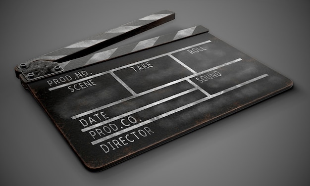 Old clapperboard 3d rendering